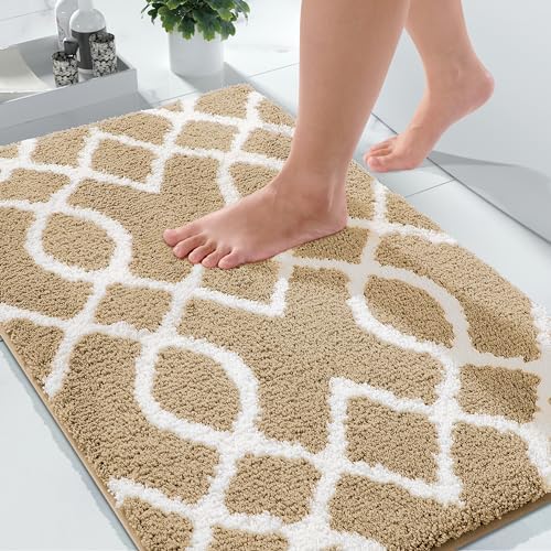 Yimobra Luxury Plush Bath Rug 47x24 Inch Beige