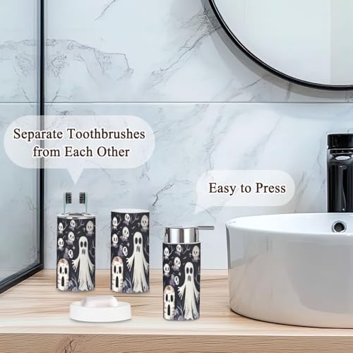 6 Piece Bathroom Accessories Set with Cute Ghosts Design