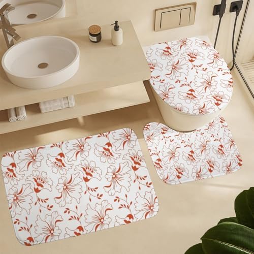 Kuizee 4-Piece Shower Curtain Set with Rugs and Hooks
