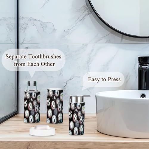 6 Piece Boho Bathroom Accessories Set with Soccer Ball Design