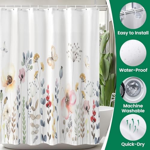 JCOOKLOFTS 4 Piece Shower Curtain Set with Rugs
