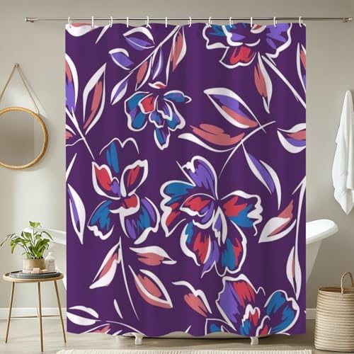 JCOOKLOFTS 4 Piece Summer Floral Shower Curtain Set