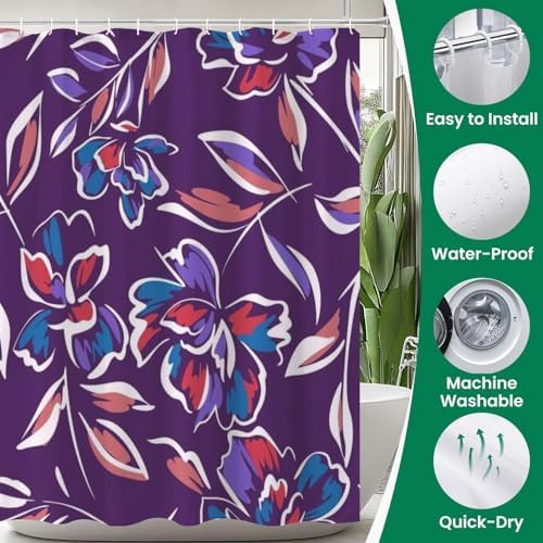 JCOOKLOFTS 4 Piece Summer Floral Shower Curtain Set