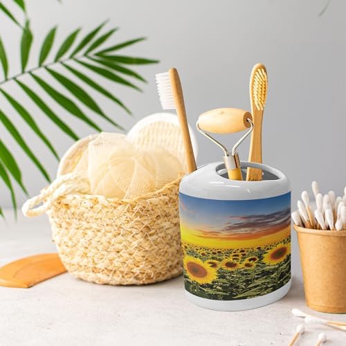 Ambesonne Ceramic Soap Toothbrush Holder Set Green Yellow