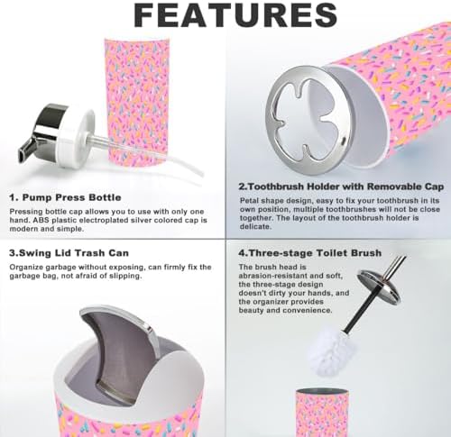 Seamless Pink Bathroom Accessories Set 6 Pcs