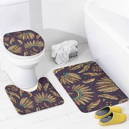 Kuizee 4-Piece Shower Curtain Set with Non-Slip Rugs