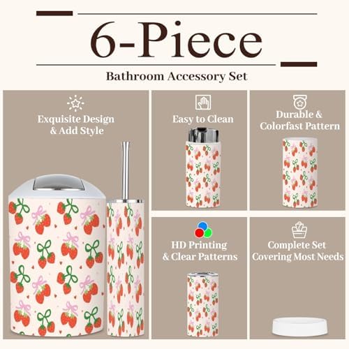 6 Piece Retro Coquette Bathroom Accessories Set