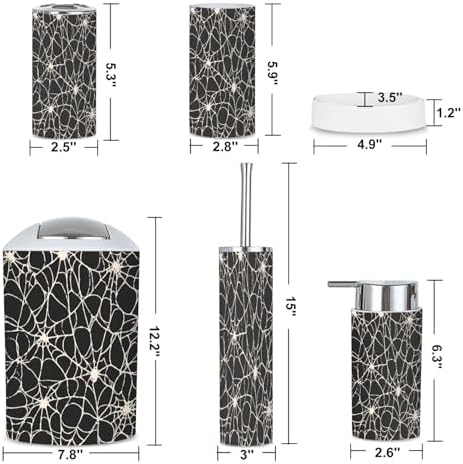 6 Piece Bathroom Accessories Set Spiderweb Pattern