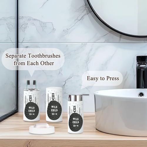 Bathroom Accessories Set 6 Pcs Cute Cartoon Animal Lettering Holder