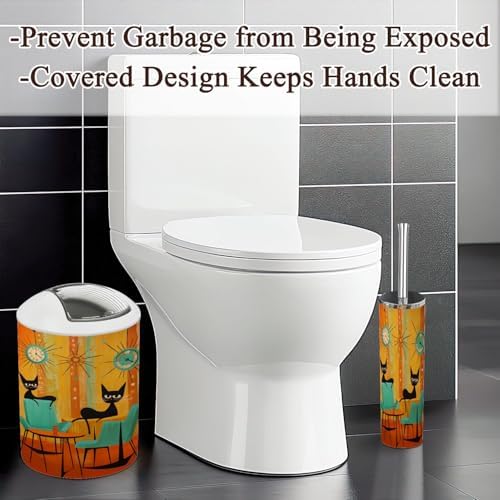 Retro Cats Bathroom Accessories Set 6 Piece 1