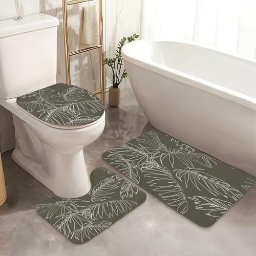 4 Piece Shower Curtain Set with Rugs and Mats 1