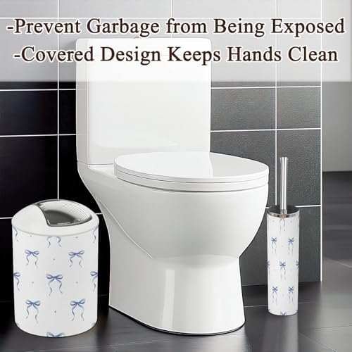 6 Piece Bathroom Accessories Set Soft Blue Boho Design