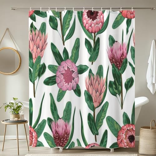 4 Piece Shower Curtain Set with Rugs and Decor