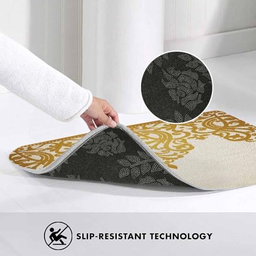 Lungtao Floral Border Bath Mat - Retro Victorian Style 20x31 Inch