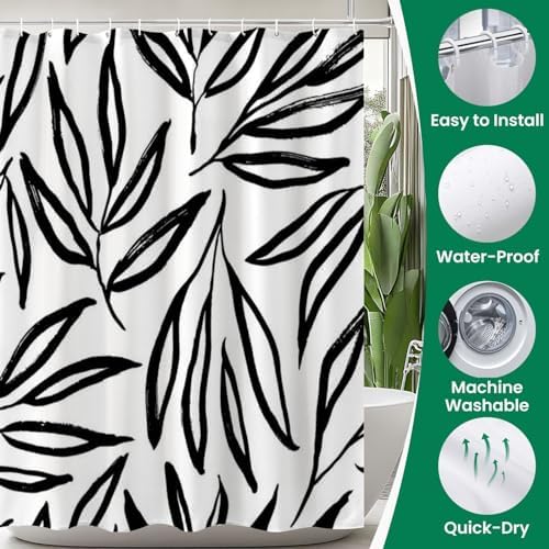 4 Piece Shower Curtain Set with Rugs Mats and Lid Cover
