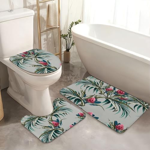 JCOOKLOFTS 4-Piece Shower Curtain Set with Floral Pattern