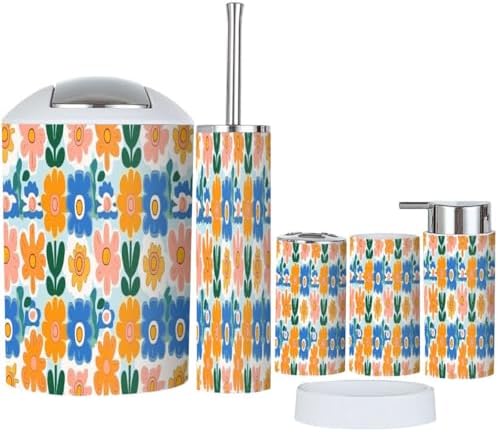 Boho Floral Bathroom Accessory Set 6 Piece