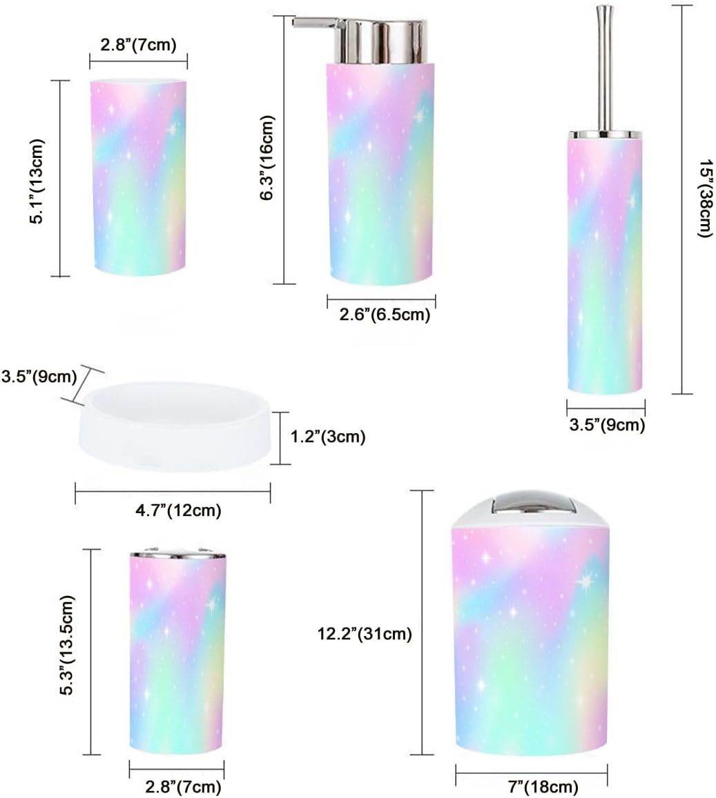Boho Magic Rainbow Bathroom Accessory Set 6 Piece