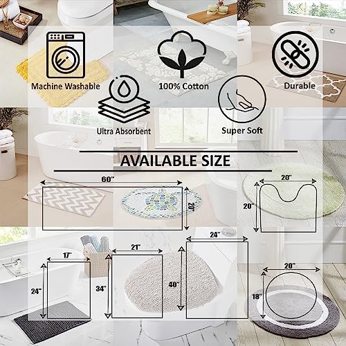 Better Trends 2 Piece Silver Reversible Cotton Bathroom Rug Set