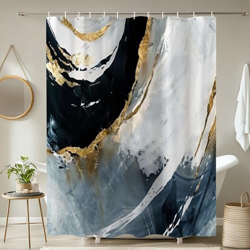 JCOOKLOFTS 4 Piece Shower Curtain Set with Rugs and Mat