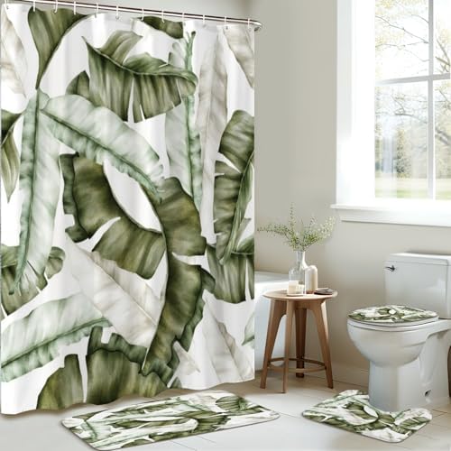 JCOOKLOFTS 4 Piece Luxury Banana Leaf Shower Set