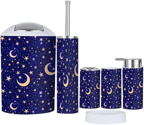 Starry Night Sky Bathroom Accessories Set 6 Pcs