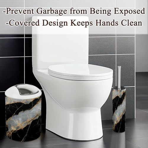 6 Piece Bathroom Accessories Set with Golden Veins Marble Design