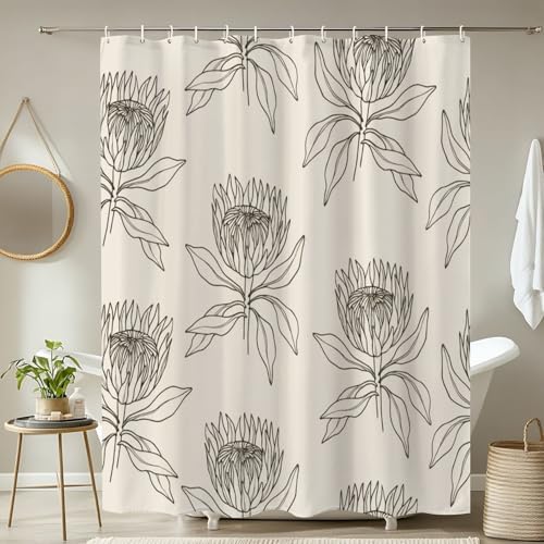 JCOOKLOFTS 4-Piece Shower Curtain Set with Mats