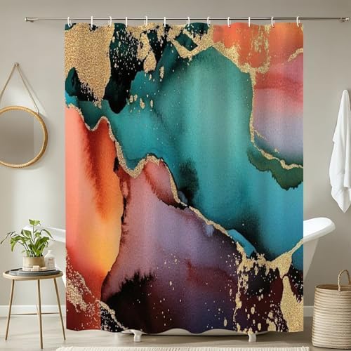 4 Pieces Shower Curtain Set with Rugs and Mat