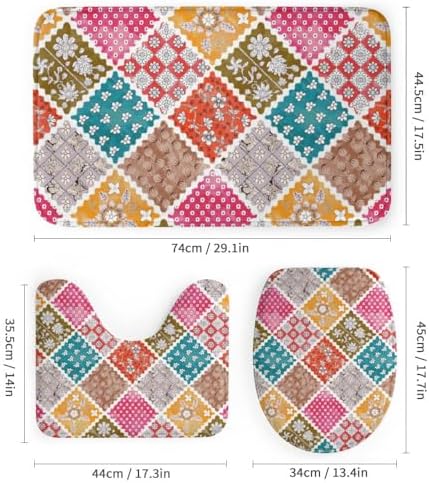 Kuizee 4-Piece Shower Curtain Set with Non-Slip Rugs and 12 Hooks