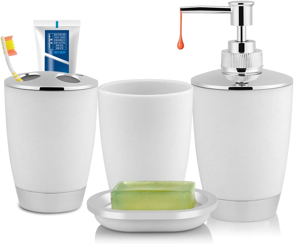 Hapivida 4 Piece Bathroom Accessory Set White 1
