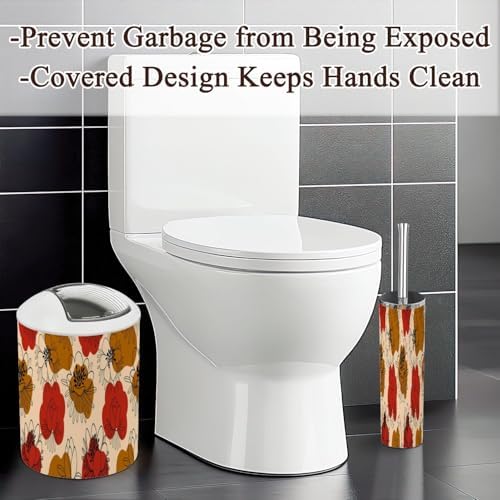 6 Piece Boho Bathroom Accessories Set with Flowers Design
