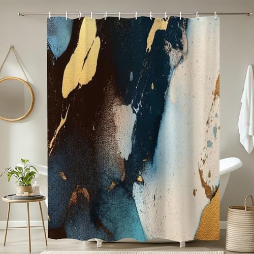 4 Piece Luxury Shower Curtain Set with Rugs and Mats