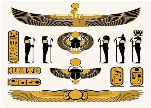 Ambesonne Egyptian Print Soap Toothbrush Holder Set 2 Pcs Yellow Black