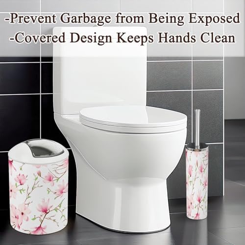 Bathroom Accessories Set 6 Pcs Spring Magnolia Flowers