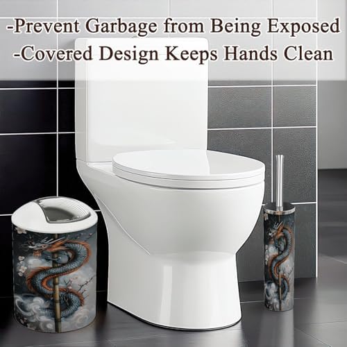 6 Piece Bathroom Accessories Set with Dragon Plum Blossoms Design