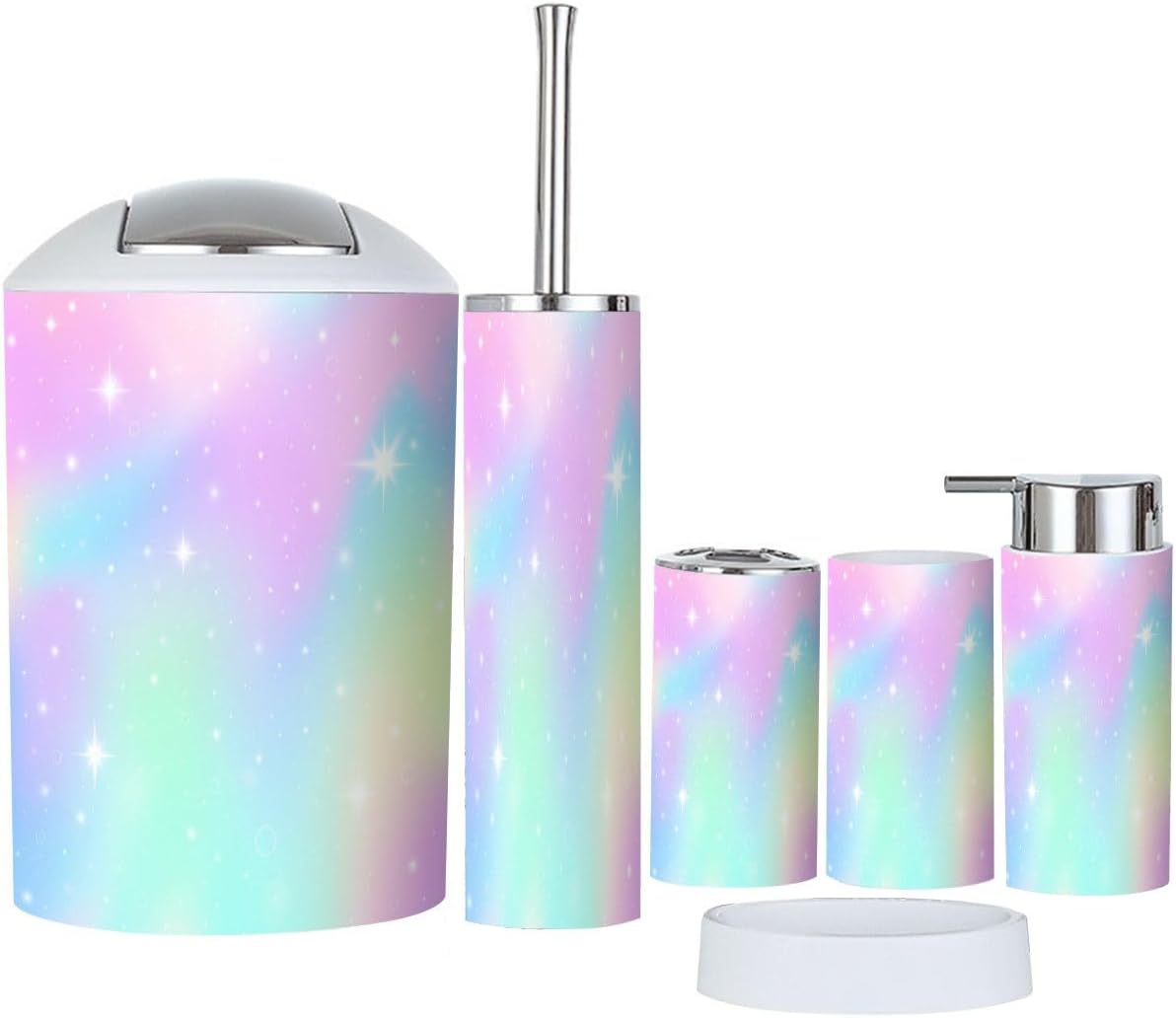 Boho Magic Rainbow Bathroom Accessory Set 6 Piece