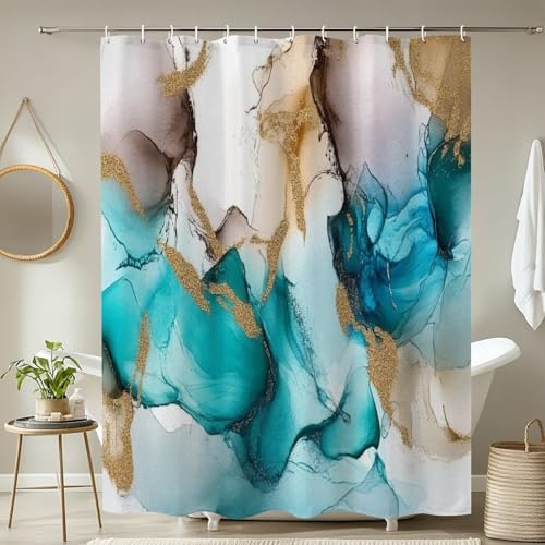 4 Piece Shower Curtain Set with Rugs Mats and Cover