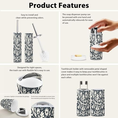 Boho Bathroom Accessory Set with 6 Pieces