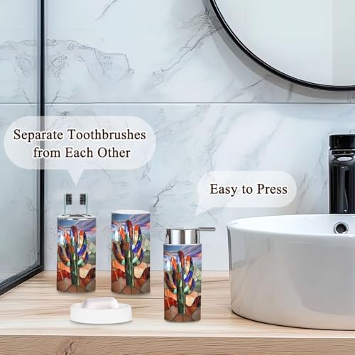 6 Piece Abstract Cactus Bathroom Accessories Set