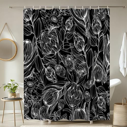 4 Piece JCOOKLOFTS Shower Curtain Set with Rugs and Mats 1