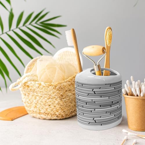 Ambesonne Grey Ceramic Soap Toothbrush Holder Set 1