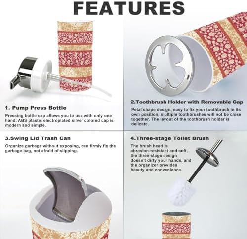 Traditional Chinese Floral 6-Piece Bathroom Accessories Set