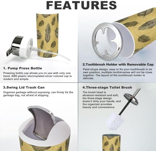Bathroom Accessories Set 6 Pcs Durable Trendy Gold