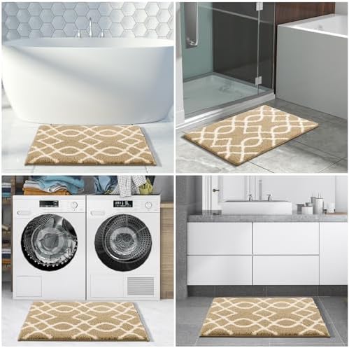 Yimobra Luxury Plush Bath Rug 47x24 Inch Beige