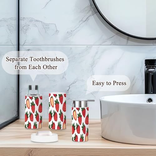 6-Piece Bathroom Accessories Set with Fresh Strawberry Pattern