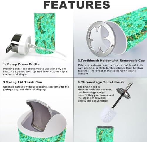 Bathroom Accessories Set 6 Pcs Doodle Night Stars Design