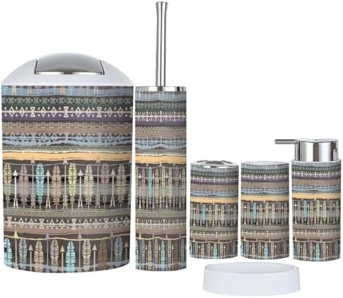 Bathroom Accessories Set 6 Pcs Modern Ethnic Boho Style