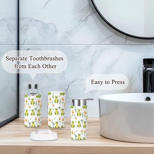 6 Piece Cute Frogs Bathroom Accessories Set