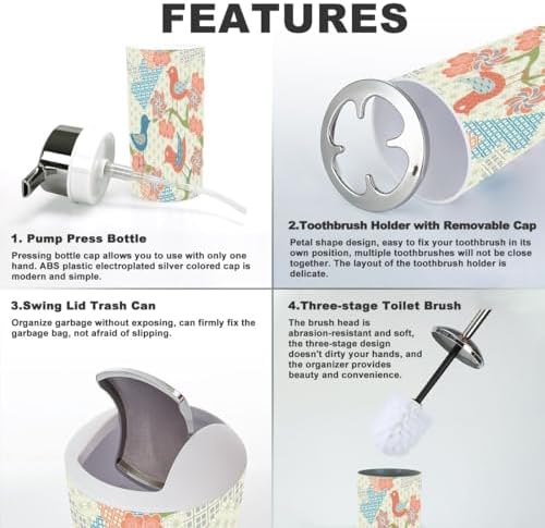 Modern 6-Piece Bathroom Accessories Set with Abstract Design